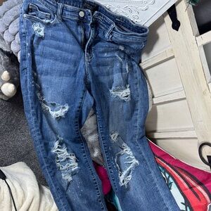 Judy Blue Distressed Skinny Jeans - Classic Blue